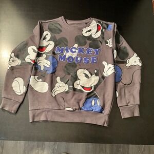 Disney Mickey Mouse Kids‎ Gray Graphic Crew Neck Sweatshirt Jumper Size 11/12